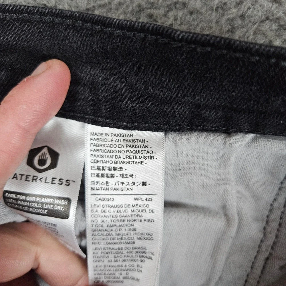 Levi's 505 Regular Fit Jeans Mens‎ W38 L30 Black Denim Pants Waterless